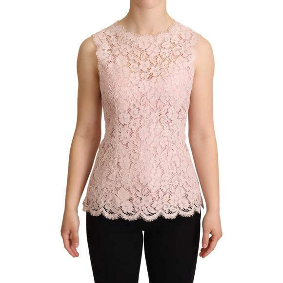 Dolce & Gabbana Tops - Dolce & Gabbana Pink Floral Lace Sleeveless Tank Blouse Top